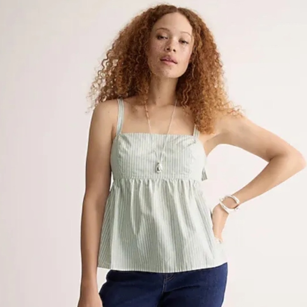 J. Crew Tie-shoulder tank top in stripe in light mint